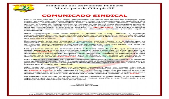 Clique Aqui e Leia Mais sobre: COMUNICADO SINDICAL