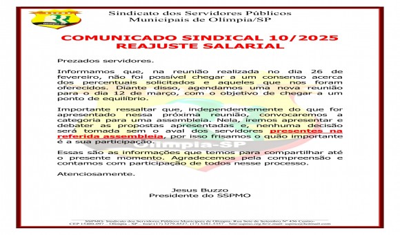 Clique Aqui e Leia Mais sobre: COMUNICADO 10 DE 2025