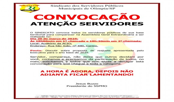 Clique Aqui e Leia Mais sobre: CONVOCAÇÃO