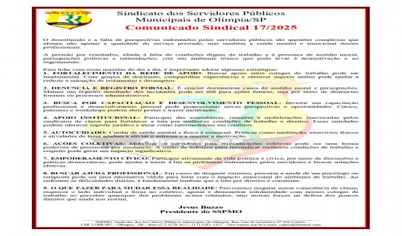 Clique Aqui e Leia Mais sobre: COMUNICADO 17 DE 2025
