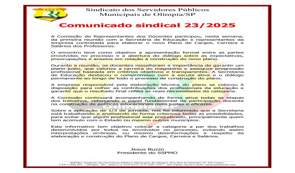 Clique Aqui e Leia Mais sobre: COMUNICADO 23 DE 2025