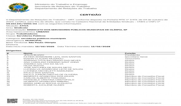 Clique Aqui e Leia Mais sobre: CERTIDAO SINDICAL