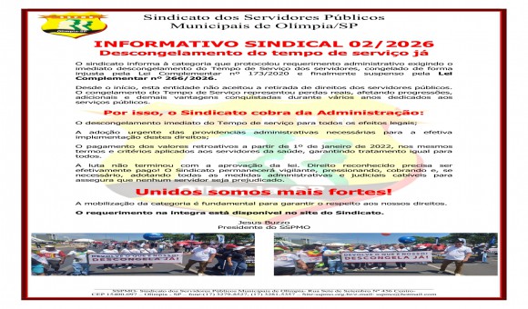 Clique Aqui e Leia Mais sobre: INFORMATIVO 02 DE 2026