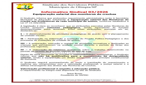 Clique Aqui e Leia Mais sobre: INFORMATIVO 03 DE 2026