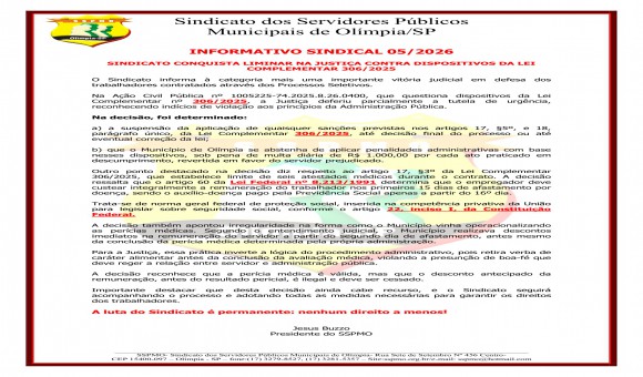 Clique Aqui e Leia Mais sobre: INFORMATIVO 05 DE 2026